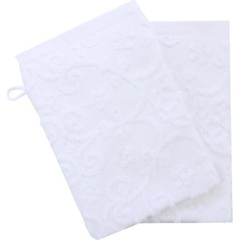 Lot de 2 Gants de Toilette Esprit de Campagne 15x21cm Blanc (1/2)