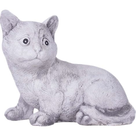 Escultura decorativa de jardín con forma de gato, hecha de hormigón. (1/5)
