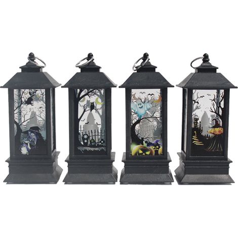 One Piece Flameless Candle Light Festival Décoration Lampe de table Lampe décorative Lanterne sans flamme Décoration Fenêtre de la maison Porte d'entrée (Crâne) -5  13cm (1/2)