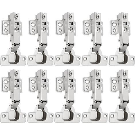 10 pièces Charnieres Porte Placard 110 Degré Complètement Recouvrante Charniere Porte Cuisine avec Amortisseur Intégré Mécanisme de Fermeture Automatique Charnière Charniere Invisible pour Armoires