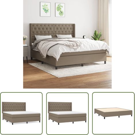 The Living Store Sommier à lattes de lit avec matelas Taupe 160x200 cm Tissu - Lit Tapissier - Lit Double - Matelas Ressorts Ensachés - Literie - Chambre À Coucher (1/5)