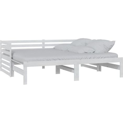 Lit coulissant blanc sans matelas, 2 x (90 x 200) cm (1/5)