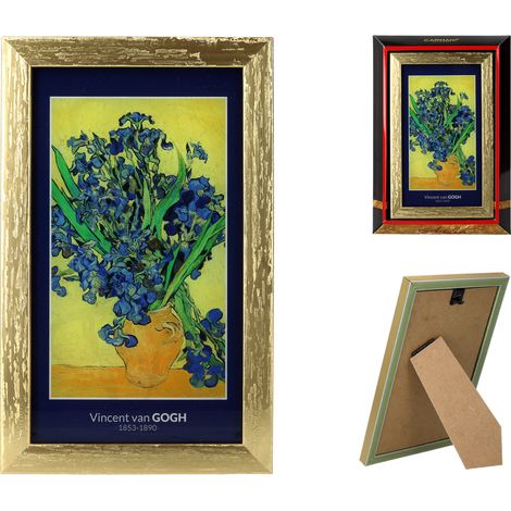 Reproducción de cuadro de lirios de Vincent van Gogh, decoración de pared enmarcada (1/4)