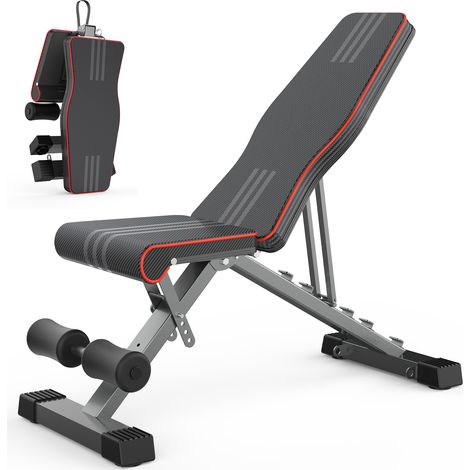 Klappbare Hantelbank, multifunktionaler Fitnesstisch, Neigung 0-180° verstellbar, vielseitiges Training