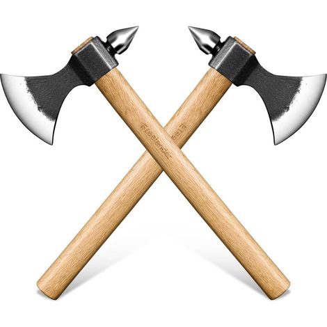 2er Set Spaltaxt mit Hammerdorn, handgeschmiedet, Eichenholzgriff (1/5)