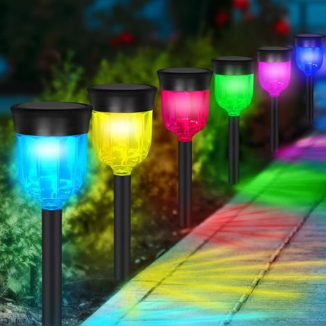 Lampe Solaire Exterieur Jardin Lot de 6 Lumiere Solaires Exterieur - LED Éclairage pour Chemins Camping (Multicolore) (1/5)