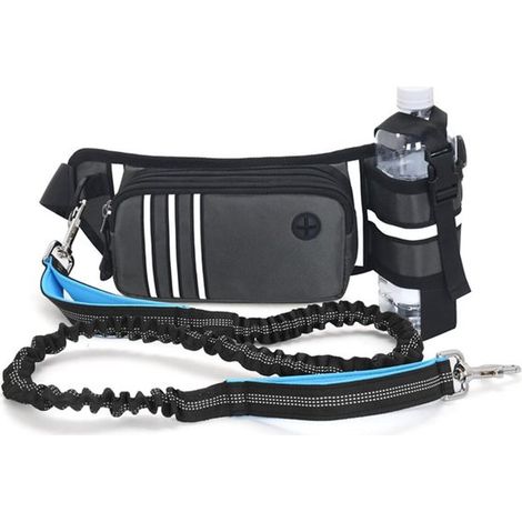 Correa para perros manos libres - Correa tipo riñonera - Para pasear perros - Ajustable y reflectante - 120-170 cm - Gris (1/5)