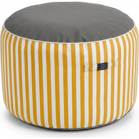 Pouf Rond Rayure Jaune - 270g - H40cm Ø70cm (1/5)