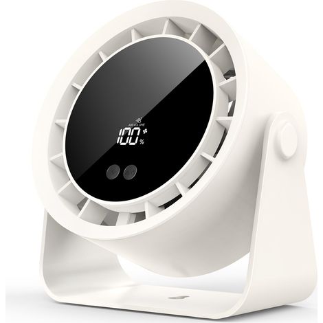 Ventilateur de table rechargeable avec écran LED, ventilateur portable 3600 mAh, 5 vitesses, 1 à 100 niveaux, support mural, idéal ventilateur portable pour intérieur/extérieur (1/5)