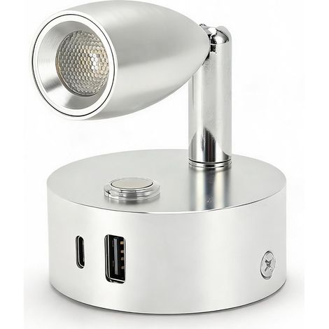 12V-24V Indoor RV Reading Lamp with LED Projector and Blue Night Light - Small Touch Size (1/5)
