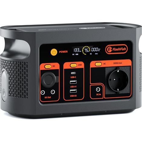 FlashFish Generateur Electrique Portable 300W avec 179,2Wh Batterie LiFePO4, Charge Rapide de 0 à 80% en 1H, EU Prise 220-240V, EPS, Station Électrique Portable pour Camping, RV, Voyages, Urgence (1/5)
