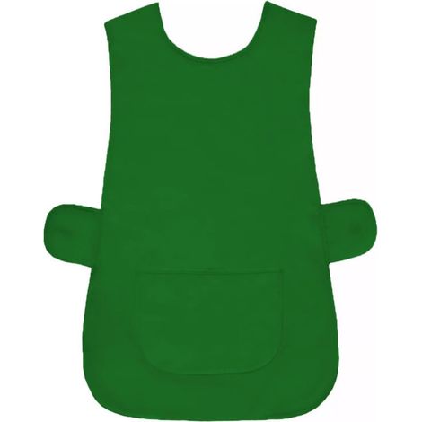 Sleeveless Polyester Apron with Straps, Work Jacket with Snap Closure, Kitchen/Service Apron, Protects Clothes from Splashes, Cleaning, Array, Green (1/5)