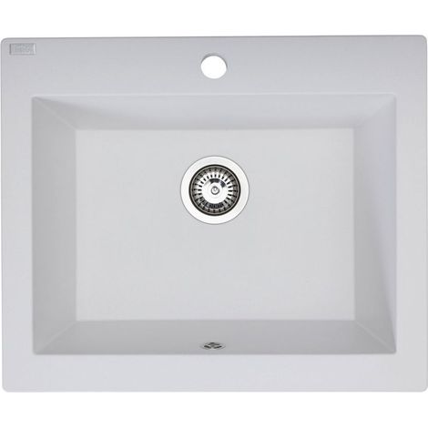 Lavello a vasca singola con grembiule – lavello ceramica 63×49 cm, sifone salvaspazio incluso