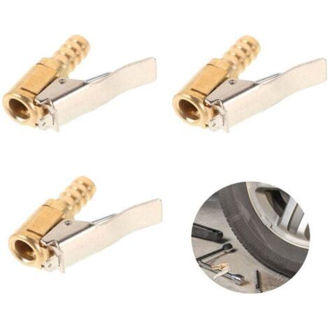 BUNTHAUS 3-teiliges Messing-Aufblasventil, Reifenventiladapter, Luftpumpenklemme, 8-mm-Schlauchanschluss – ideal für Pkw oder Lkw.