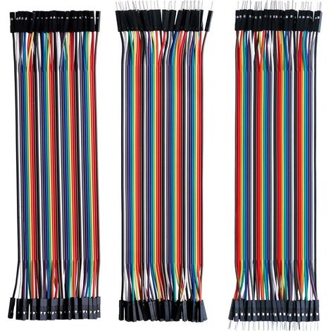 Lot de 120pcs Câbles Dupont Breadboard 28AWG 3 en 1 [40Pin Mâle vers Femelle, 40Pin Mâle vers Mâle, 40Pin Femelle vers Femelle] Longueur 20cm pour Mega modèle de 2560 Nano ou Plaque d'Essai (1/4)