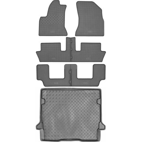 Juego de alfombrillas de goma para Citroën C4 Picasso Minivan (2006-2013) + alfombrilla para el maletero. (1/5)