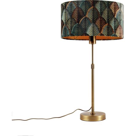 Table Lamp Bronze with Oval Velvet Shade Leaf Design 35cm - Parte (1/5)