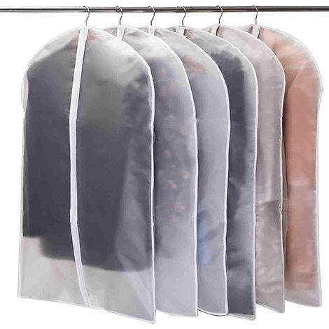 Housse à vêtements, lot de 6, housses de haute qualité, transparentes 60 x 100 cm, en tissu respirant pour costumes, robes, manteaux, vestes, chemises, robes de soirée. Housse de rangement pour vêteme (1/4)