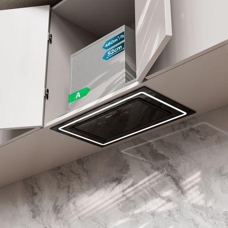 Ciarra Groupe Filtrant 52cm Hotte Aspirante Encastrable 460m3/h 3 Vitesses Tactile et Geste Commande Recyclage ou Evacuation CD5931CB