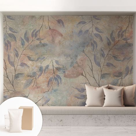 Tapete Dekorative Vliestapete mit Klebe für Wand - Mustertapete - moderne Einrichtung - für Büro Abstrakte Blätter 208x146 cm (1/5)