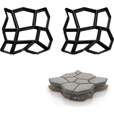SWANEW Stampo in cemento per colata di piastre di pedata set di 2 a forma di pietra per la disposizione del giardino personalizzata (1/5)
