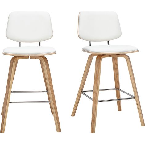 Tabourets de bar blancs et bois clair H66 cm (lot de 2) SEGUR (1/5)