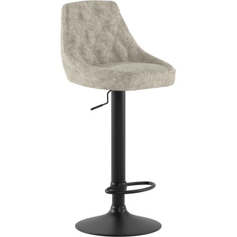 Sgabello Max con seduta in microfibra beige e struttura in metallo nero, altezza regolabile a gas, design moderno per angolo bar - Max (1/5)