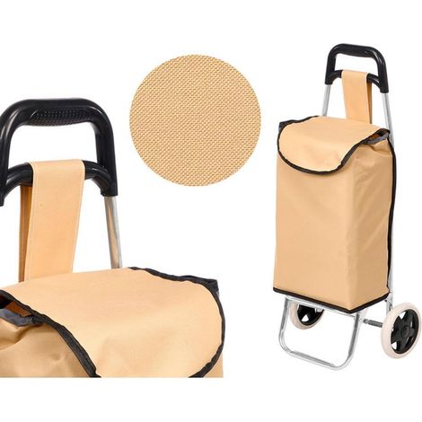 KINVARA carro compra 24 l marron 6x78,5x33 cm , Carro de la compra 24 L marrón 36 x 78,5 x 33 cm, una solución práctica y cómoda para transportar la compra y otros objetos de forma (1/3)