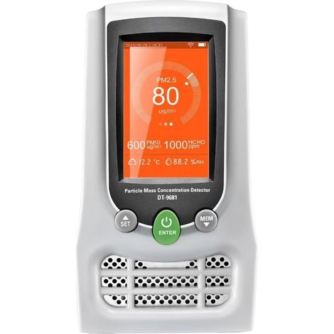 Compteur de particules de poussière professionnel, Détecteur de qualité de l'air, la concentration de masse de particules surveille la température d'humidité du CO2 formaldéhydePM2.5/PM10 pour la rech (1/5)