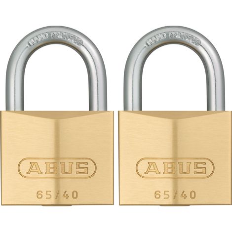 Cadenas en laiton 65/40 - Jeu de 2 cadenas à fermeture identique - cadenas de cave, de casier, etc. - corps de serrure en laiton - anse en acier trempé - niveau de sécurité 5 (1/2)