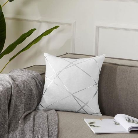 Housse De Coussin - Velours - 45x45 Cm - Pour Canapé Chambre Salon - Lot De 2 - Blanc (1/5)