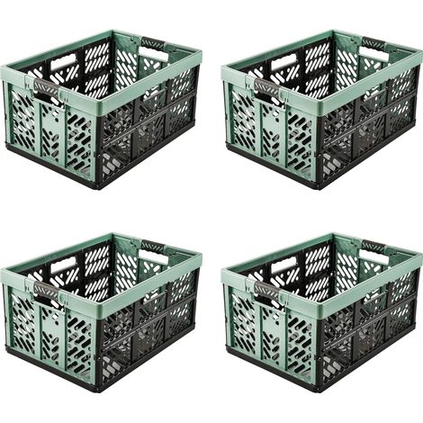keeeper Set di Cassette Pieghevoli Robuste, Con Morbidi Manici Laterali Soft-Touch, 4 x 45 L, Ben, Nordic Green (Verde) (1/5)