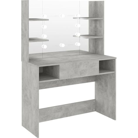 Toeletta tavolo da trucco di design mobili per camera da letto illuminazione a LED 100 x 40 x 135 cm MDF grigio cemento 020006399