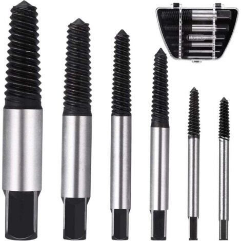 Extracteur de Vis M3-M22, 6 Pièces Extracteurs de Vis Cassé, Tourne a Gauche Extracteur avec Boîte de Rangement pour Enlever Vis Rouillées, Coincées ou Abîmées