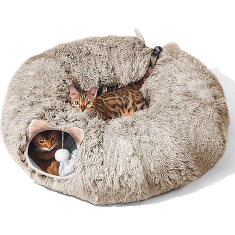Grand tunnel pour chat avec deux entrées - Jouet pour chat d'intérieur - Lit doux (1/5)