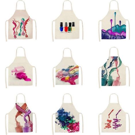 Tablier de cuisine en lin anti-taches, sans manches, pour vernis à ongles, décoration intérieure, accessoires de nettoyage anti-taches (1/2)