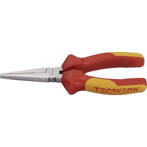 Pinzas de punta larga Longitud total 160mm Alicate cromado largo, plano VDE Fundas multicomponente TECWERK