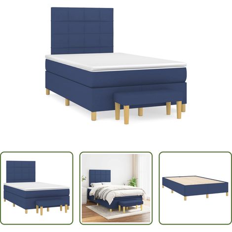 Matelas à ressorts ensachés - Sommier à lattes de lit avec matelas bleu 120x190 cm tissu (1/5)