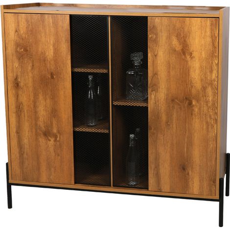 Meuble buffet "Helio" - Noir/Marron - L 118 x l 40 x H 110 cm - Livraison gratuite (1/3)