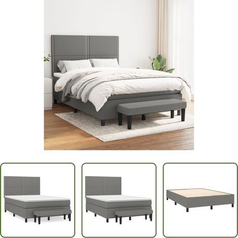 vidaXL Kopfteil - Boxspringbett mit Matratze Dunkelgrau 140x200 cm Stoff (1/5)