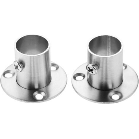 Lots de 2 Supports avec Bride pour Tringle de Penderie en Acier Inoxydable(4.24.23cm)