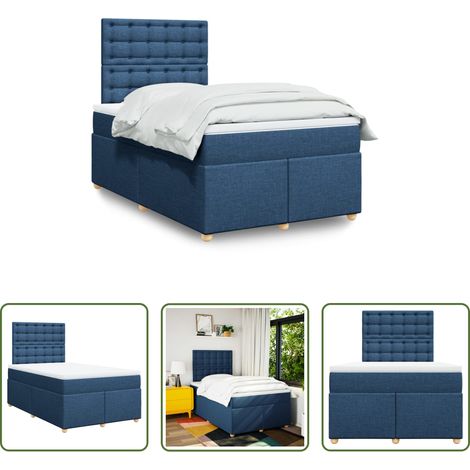Matratze - Boxspringbett mit Matratze Blau 120x200 cm Stoff (1/5)