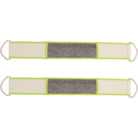 2 lingettes exfoliantes pour le dos, bord vert, serviette de bain en lin double face, élimination des peaux mortes, nettoyage en profondeur (1/5)