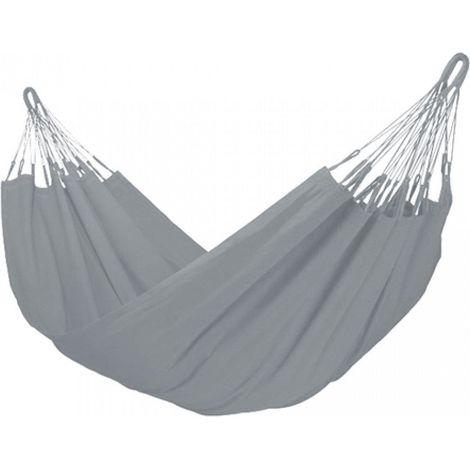 Amaca in cotone 200x100 cm da giardino con tiranti in corda - Grigio