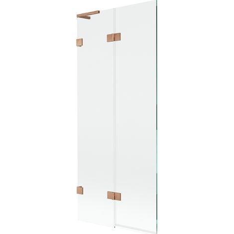 Mexen Lunar L Duschwand 2-flügelig links 80 x 150 cm, transparent, gebürstetes Kupfer - 897L-080-100-65-00-L (1/5)