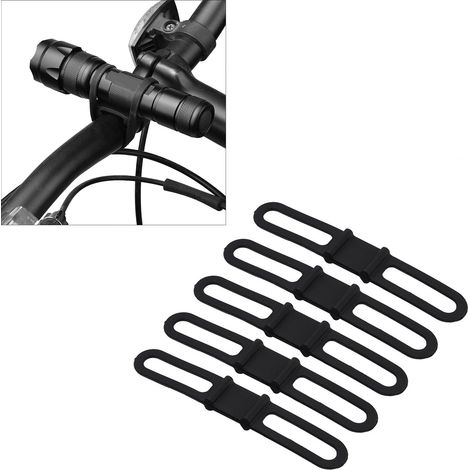 5 pièces/set Bande de fixation en silicone pour vélo, support pour lampe torche, accessoire cycliste polyvalent (1/5)
