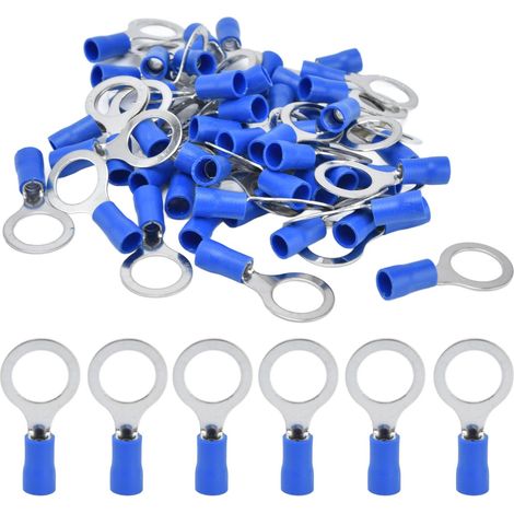 50 Stück isolierte Ringkabelschuhe, Crimpverbinder für elektrische Drähte, Kupfer, AWG 12–10 RV 5,5–12 (1/5)