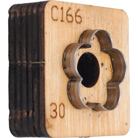 Lederschneidform mit Holzsockel, blumenförmige Stanzform für die Herstellung von Anhängern und Bastelprojekten, 30 mm / 1,2 Zoll (1/5)