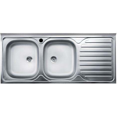 Lavello cucina appoggio doppia vasca gocciolatoio destro 120x50 cm - Samet SA127DX