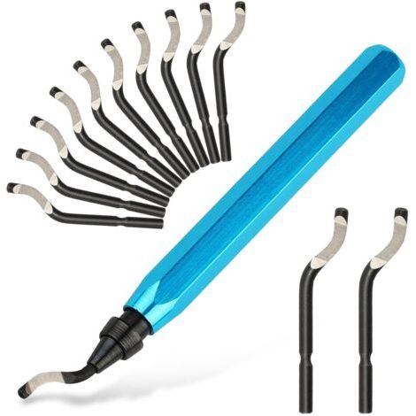 Outil d'ébavurage avec 12 lames HSS Outil d'ébavurage pour l'impression 3D, outil d'ébavurage Pour le métal, la résine, le cuivre, le plastique, les tuyaux en PVC, les bords d'impression 3D (1 manche (1/5)